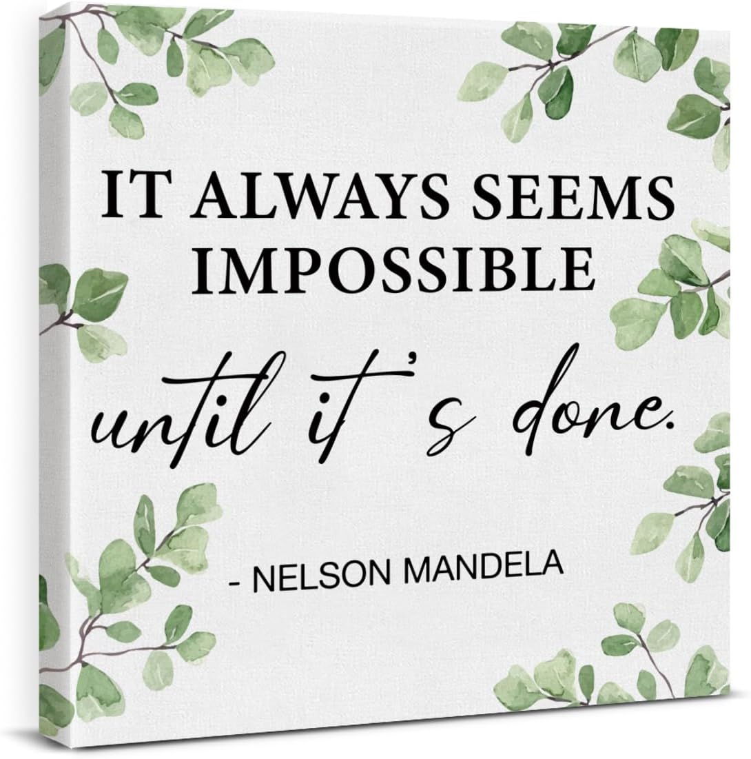 Inspirational Farmhouse Canvas Print Wall Art Decor One Small Positive Thought in the Morning Can Change Your Whole Day Sign Painting Plaque Rustic Home Decoration (8 X 8 Inches, Framed)
