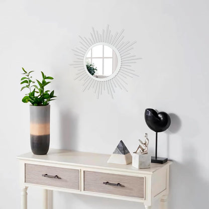 Gold Sunburst Mirrors for Wall Decorative Metal Round Art Mirrors Large Wall Decor Hanging Mirror for Bathroom Bedroom Living Room Vanity Entryway 16"