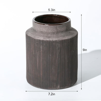 Rustic Vases for Home Decor. Ceramic Vase for Dining Table Decor. Terracotta Decorative Vase 6.1IN. ZSHLXM