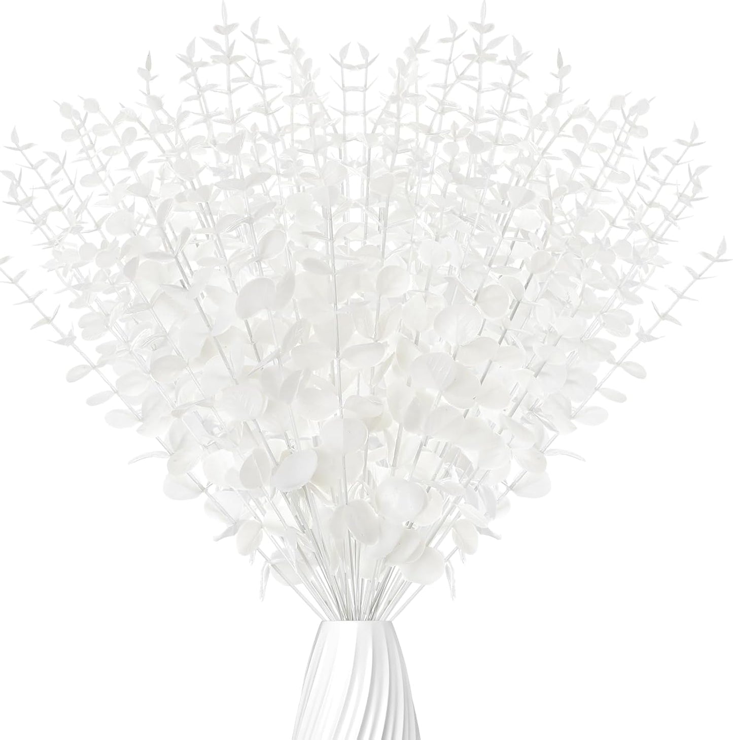 Canlierr 100 Pcs Eucalyptus Stems Faux Greenery Artificial Eucalyptus Leaves Decor Greenery Stems Branch for Wedding Centerpiece Flower Bouquet Farmhouse Home (Dark Green)