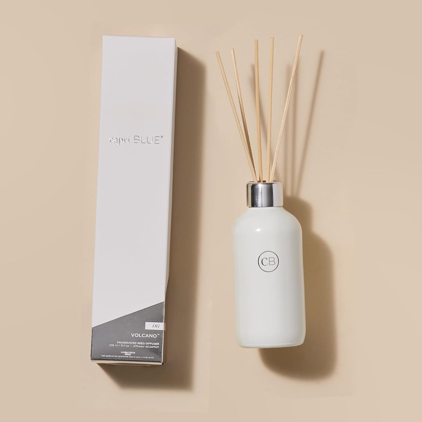 Capri Blue Volcano Reed Diffuser Set - Includes Reed Diffuser Sticks, Fragrance Oil, and Glass Bottle - Luxury Scented Room Freshener - White (8 fl oz)