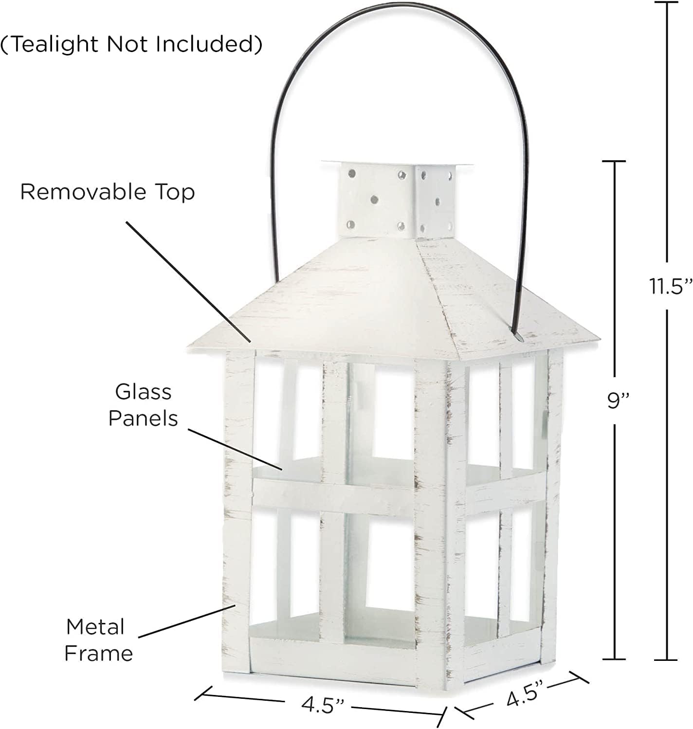 Kate Aspen Rustic Farmhouse Decor White Candle Holder Lantern Decorative (5 Inch), Wedding Decoration, Centerpiece Table Decorations, Home Decor, Shelf Decor, Fireplace Lantern