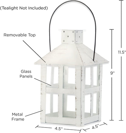 Kate Aspen Rustic Farmhouse Decor White Candle Holder Lantern Decorative (5 Inch), Wedding Decoration, Centerpiece Table Decorations, Home Decor, Shelf Decor, Fireplace Lantern