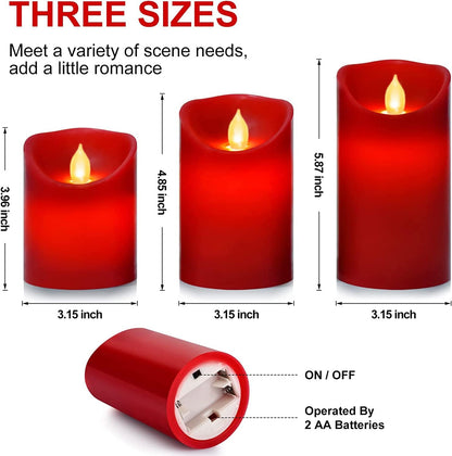 Flameless Flickering Battery Operated Candles D2.2''*H4 5" 6" 7" 8" 9" Set of 9 Ivory Real Wax Pillar LED Candles with 10-Key Remote and Cycling 24 Hours Timer (Ivory)