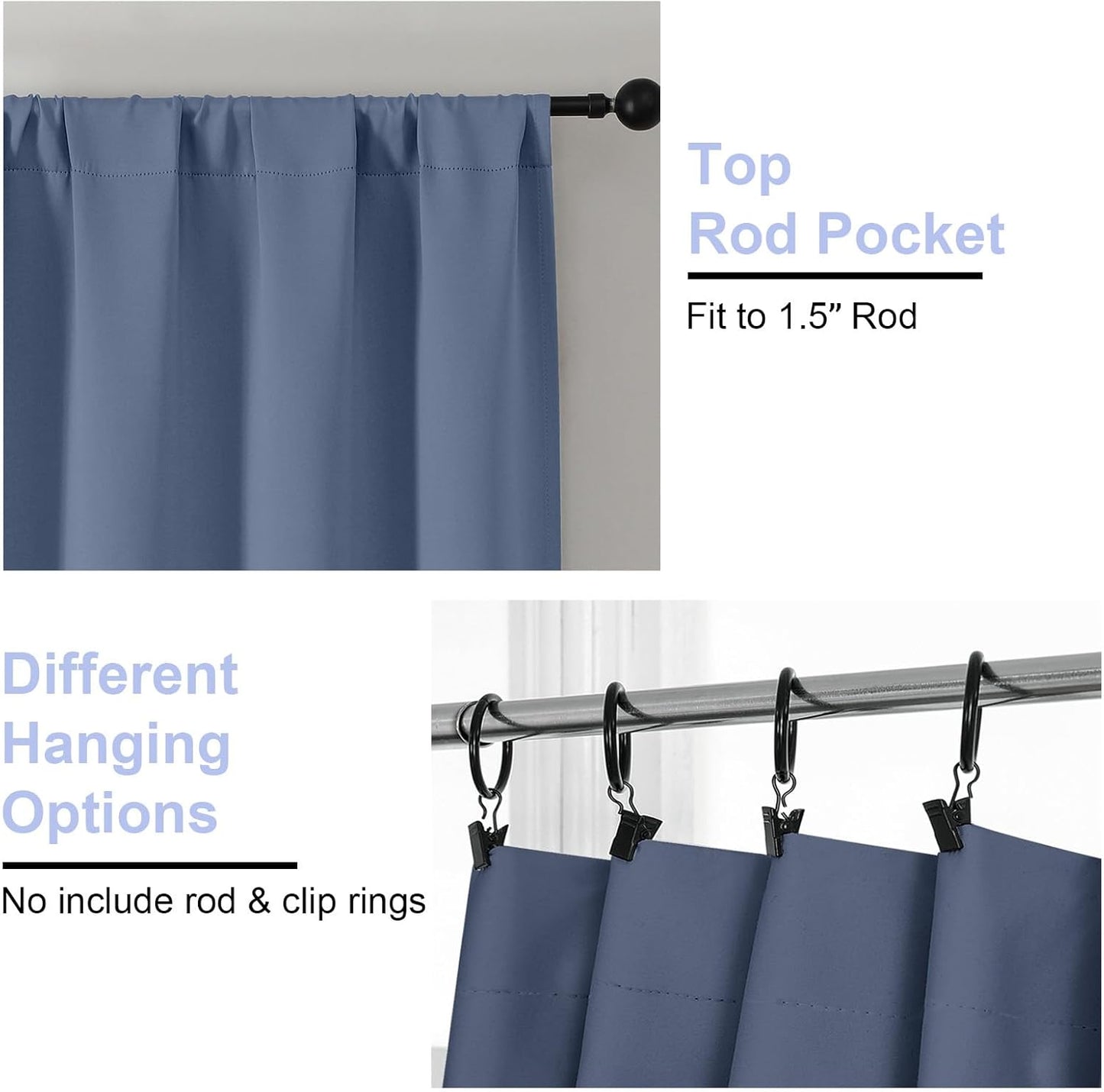 Simplebrand Ava Sage Green Blackout Curtains for Bedroom 63 Inch Length 2 Panels Set, Solid Thermal Insulated Energy Saving Rod Pocket Window Treatment Curtains Blackout Drapes, W40 x L63 Inch, Sage - Colors A