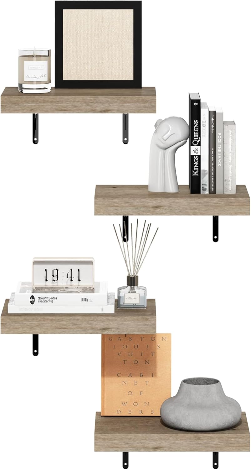 Furinno Rossi 5-Tier Wall Mount Floating Radial Corner Shelf, White