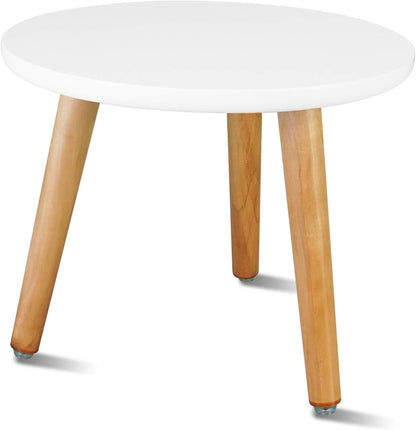 Uneedem Wood Mid Century Plant Stand for Indoor Plants, Modern Table, Tall Holder for Flower Pots, Small Round Side/End Table(A2 White, High: 16.5")