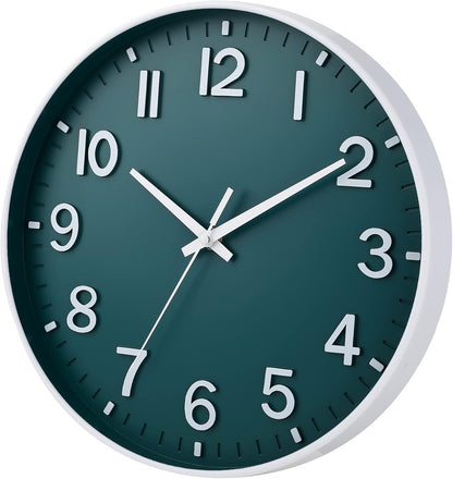 HZDHCLH Wall Clocks Battery Operated,12 inch Silent Non Ticking Modern Wall Clock for Living Room Bedroom Kitchen Office Classroom Decor (Olive Green and Gold)