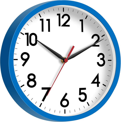 AKCISOT Wall Clock, Modern Small Wall Clocks Battery Operated 8 Inch, Silent Non-Ticking Analog Classic for Office, Home, Bathroom, Kitchen, Bedroom, School(Black)