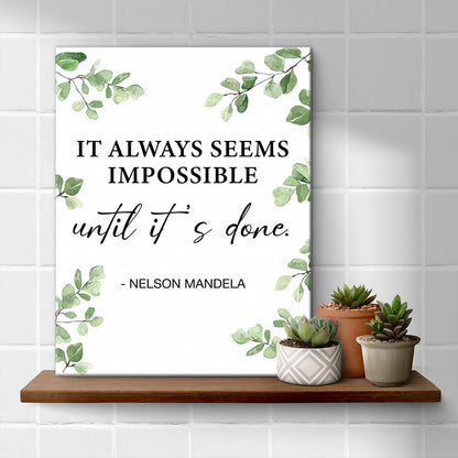 Inspirational Farmhouse Canvas Print Wall Art Decor One Small Positive Thought in the Morning Can Change Your Whole Day Sign Painting Plaque Rustic Home Decoration (8 X 8 Inches, Framed)