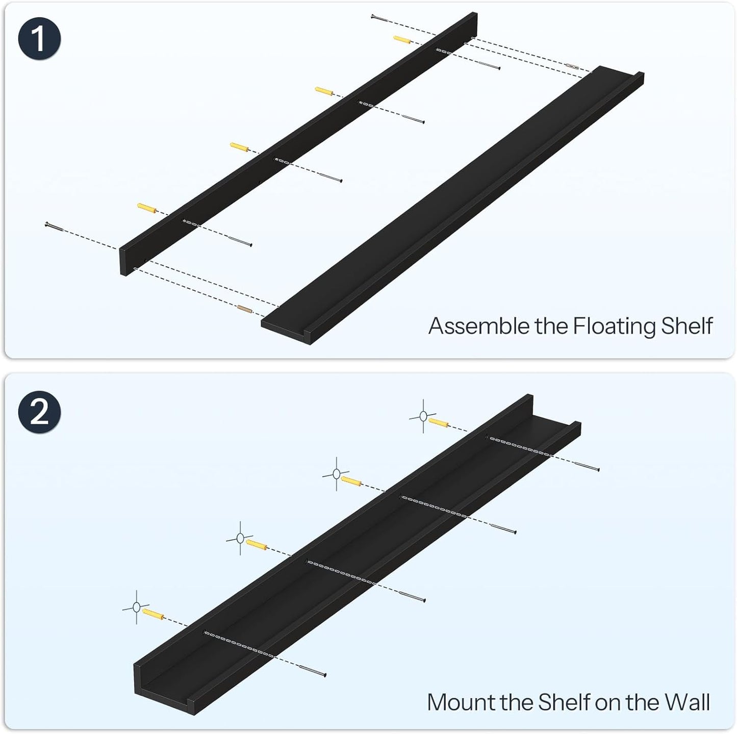 HOOBRO Floating Shelves, Wall Shelf Set of 3, 35.4 Inches Hanging Shelf with Raised Edge and Invisible Brackets, for Bathroom, Bedroom, Kitchen, Office, Living Room Decor, Rustic Brown BF90BJ01