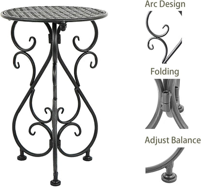 NAKUPE Plant Stand Indoor & Outdoor Flower Pot Stand 17" Tall Metal Plant Table,Single Planter Holder for Patio, Porch, Corner, Garden Decor, Balcony, Black(1 Pack)