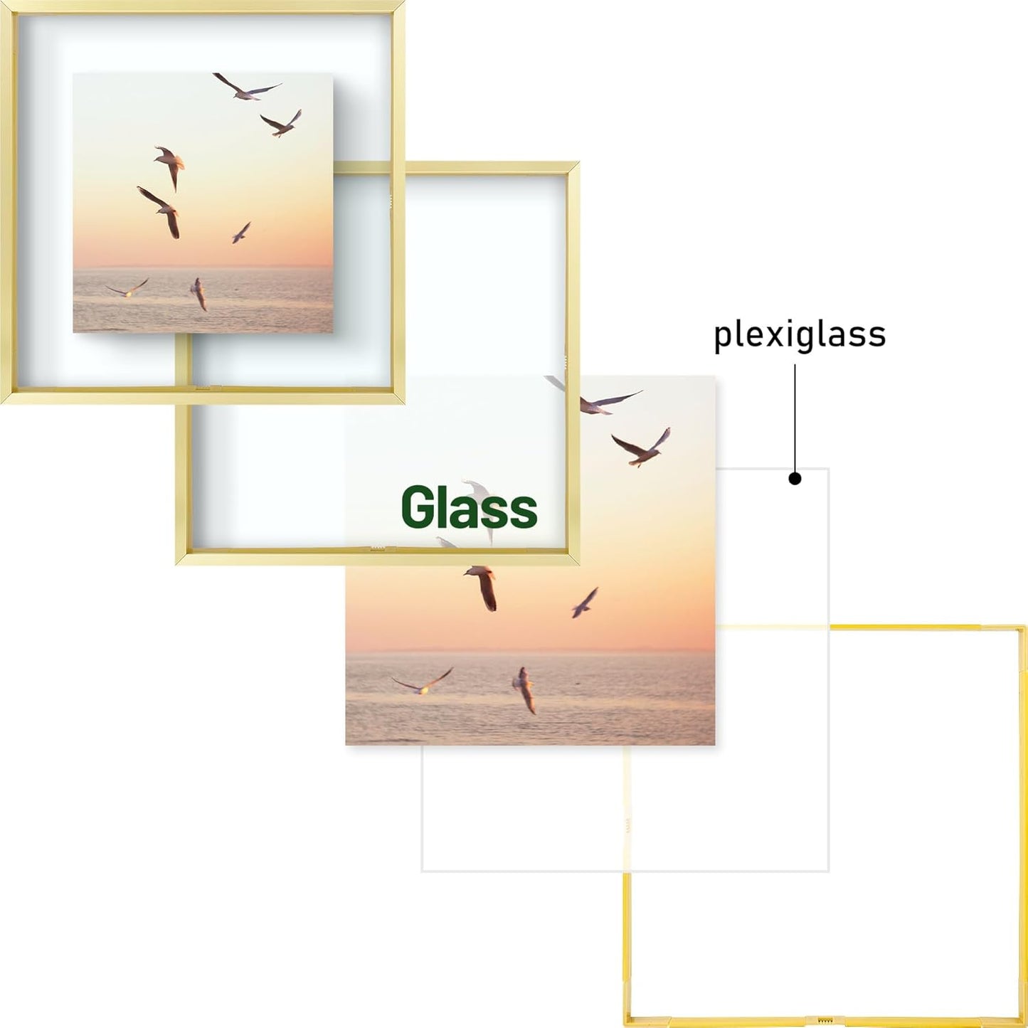 Frametory, Floating Picture Frame 12x16 - Black Aluminum Metal Photo Frame - Real Glass of Front - for Wall Mount Display