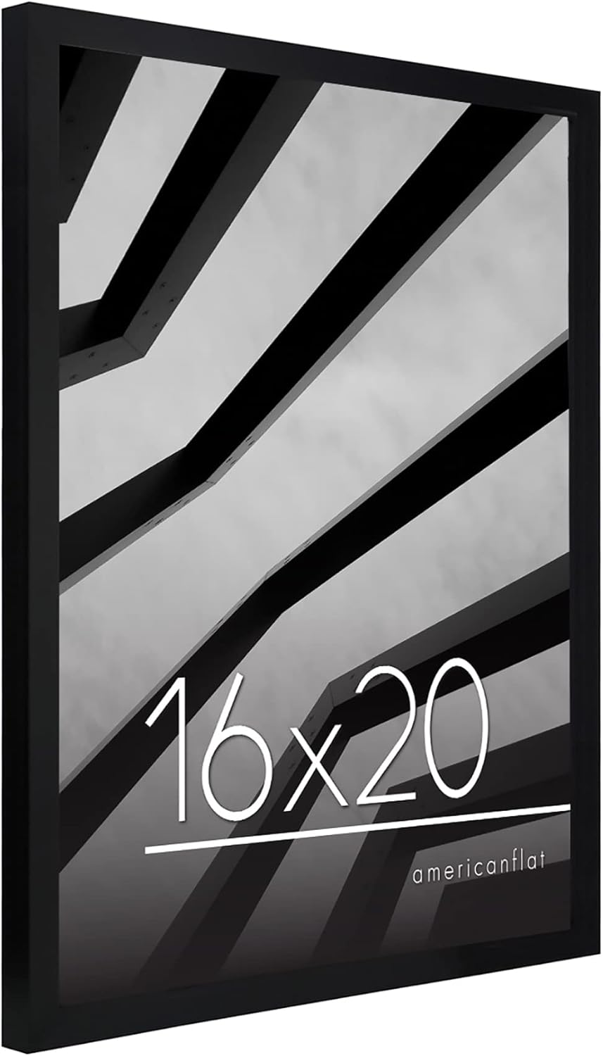 Americanflat 24x36 Poster Frame with Polished Plexiglass - Streamline Collection - Thin Border Picture Frame for Wall Display - Hanging Hardware Included - Black - Colors D