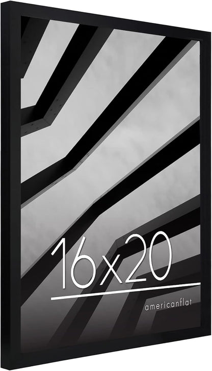 Americanflat 24x36 Poster Frame with Polished Plexiglass - Streamline Collection - Thin Border Picture Frame for Wall Display - Hanging Hardware Included - Black - Colors D