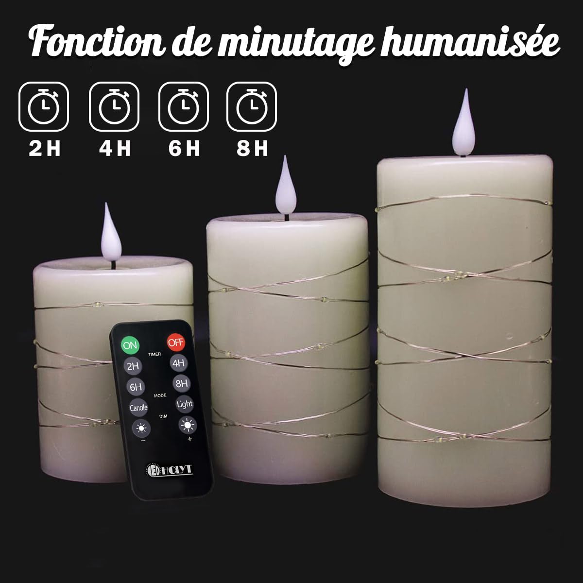 Rechargeable Flameless Glass Pillar Candles–Gifts for Women,–Set of 3, Realistic Flickering LED Light,Remote & Timer, Ideal for Living Room, Bedroom & Festival Wedding Home Party Decor