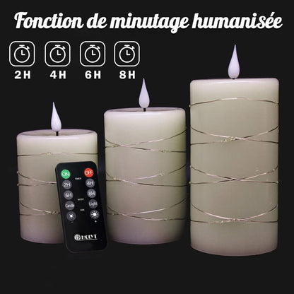 Rechargeable Flameless Glass Pillar Candles–Gifts for Women,–Set of 3, Realistic Flickering LED Light,Remote & Timer, Ideal for Living Room, Bedroom & Festival Wedding Home Party Decor