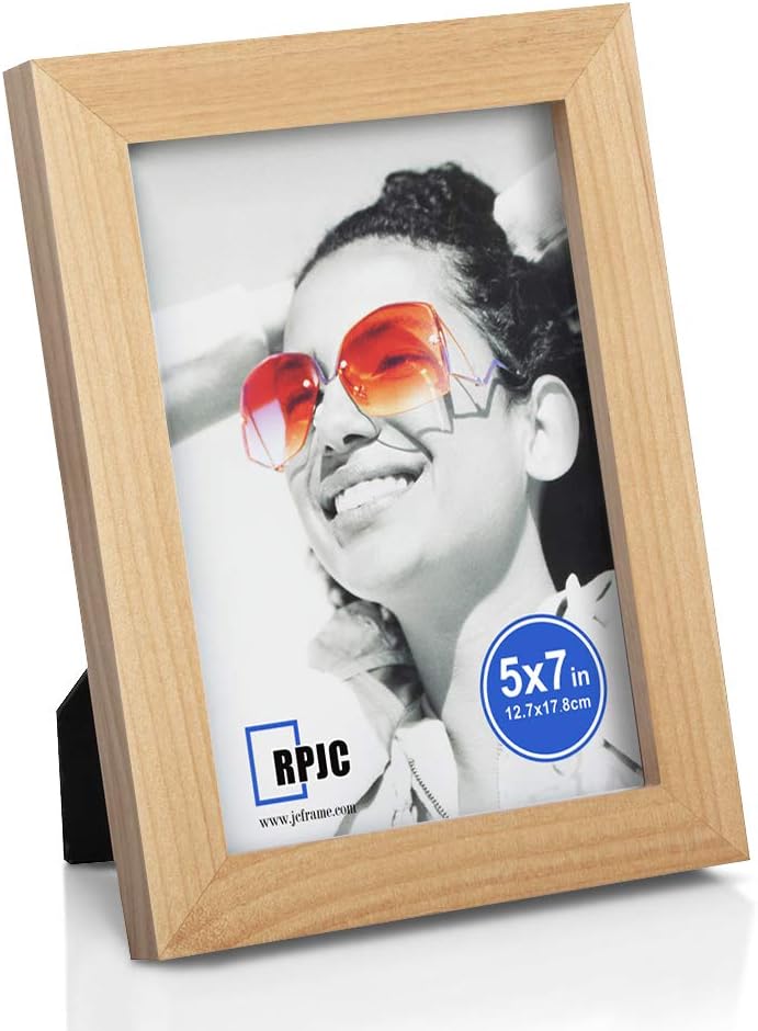 RPJC 5x7 Picture Frames Made of Solid Wood High Definition Glass for Table Top Display and Wall Mounting Photo Frame Black