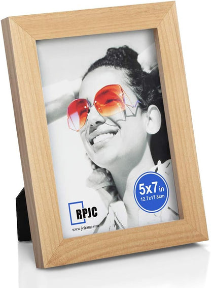 RPJC 5x7 Picture Frames Made of Solid Wood High Definition Glass for Table Top Display and Wall Mounting Photo Frame Black