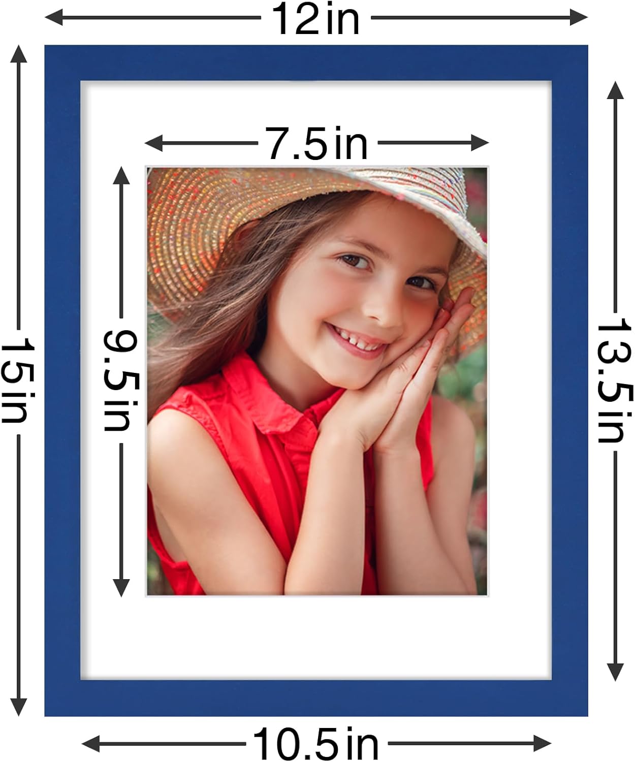 Vittanly 8x10 Picture Frames Set of 9, Shatter Resistant Plexiglass, Display 5x7 Pictures with Mat or 8x10 without Mat, Photo Frames for Wall or Tabletop, Engineered Wood, Black - Colors B