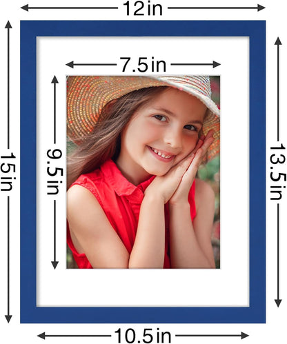Vittanly 8x10 Picture Frames Set of 9, Shatter Resistant Plexiglass, Display 5x7 Pictures with Mat or 8x10 without Mat, Photo Frames for Wall or Tabletop, Engineered Wood, Black - Colors B