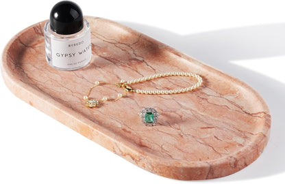 Koville Italian Travertine Tray, 12"x6" Vanity Decorative Marble Tray for Countertop, Catchall Tray for Perfume, Candles, Jewelry Dish Tray
