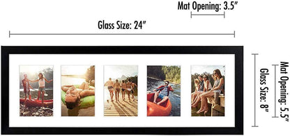 Americanflat 4x6 Collage Picture Frame with Shatter-Resistant Glass - Fits Five 4x6 Photos or Use as One 11x14 Picture Frame - Signature Collection - Collage Frames for Wall Display - Black