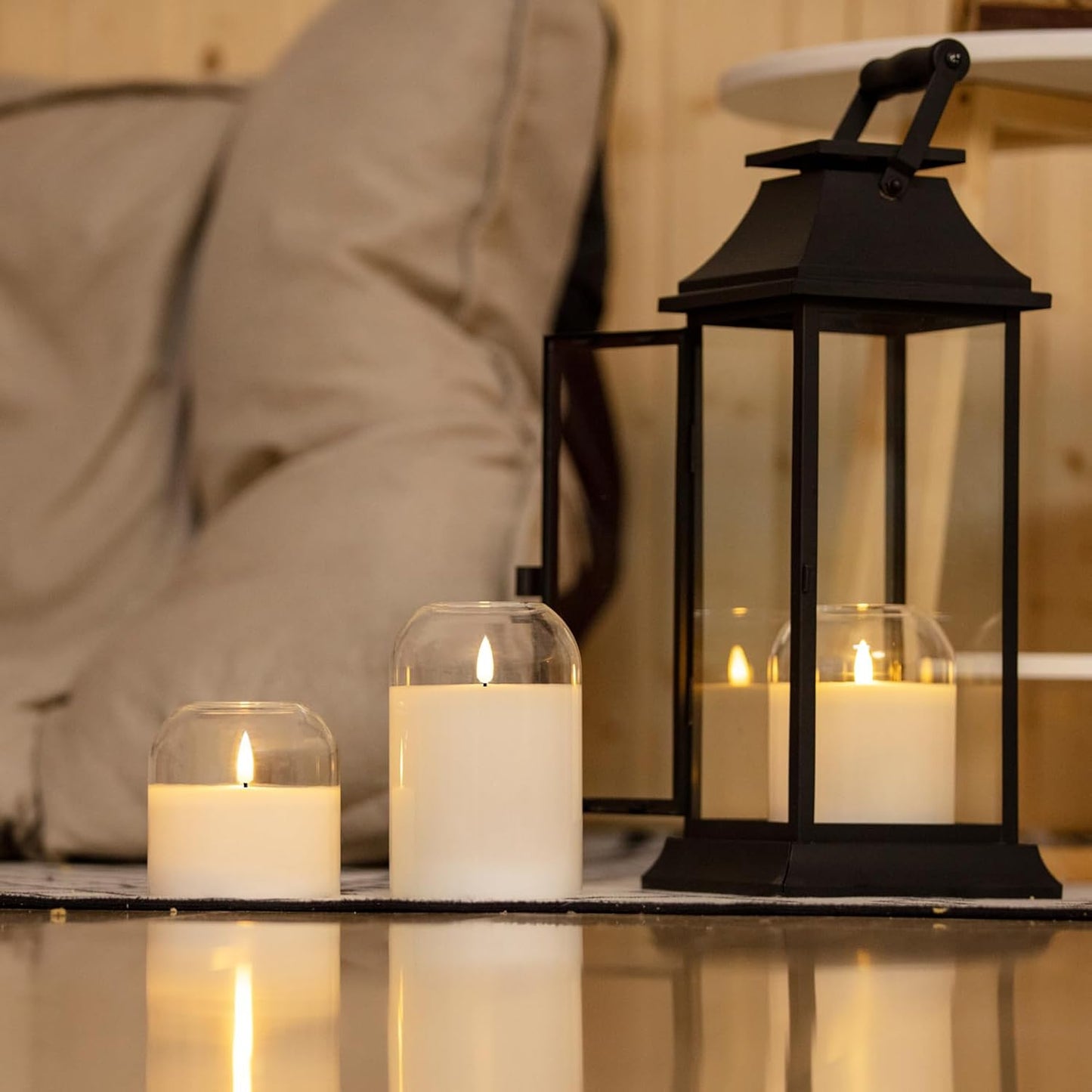 volnyus Gold Glass Flameless Candles with Remote Battery Operated Flickering LED Pillar Candles Real Wax 3D Wick Φ 4" H 4" 5" 6"