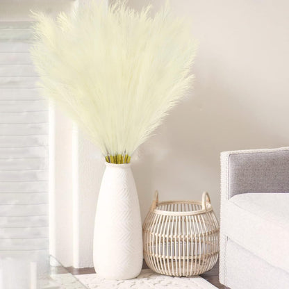 obbsie 50pcs Pink Faux Pampas Grass Decor, 21.6" Short Artificial Floral Branches Vase Filler Flower Arrangement for Home Wedding Boho Outdoor Decor