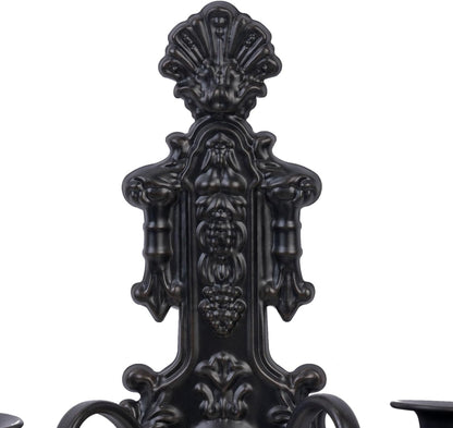 CC wonderland zone Candle Sconce(Set of 2)-Metal Gothic Wall Decorations-Rustic Home Decor-Black Gold Wall Candle Sconces,Dark Academia Decor