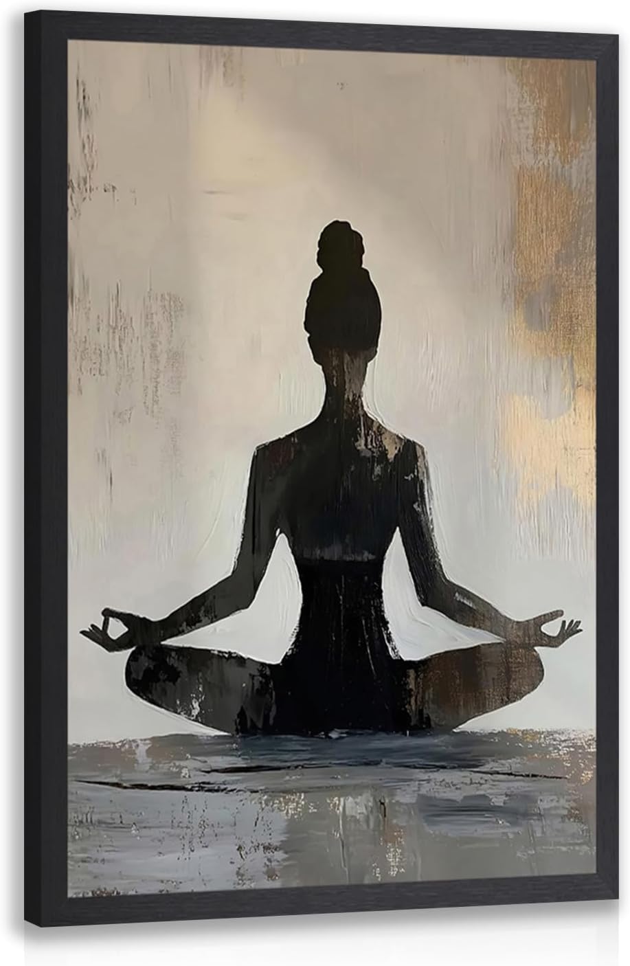 GELDSTEI Calm Zen Botanical Canvas Wall Art, White Lotus Blooming on Stones in Water Aesthetic Pictures, Yoga Spa Meditation Room Decor, Modern Spiritual Poster Prints for Zen Office Framed Set of 3, Each 12x16 Inch