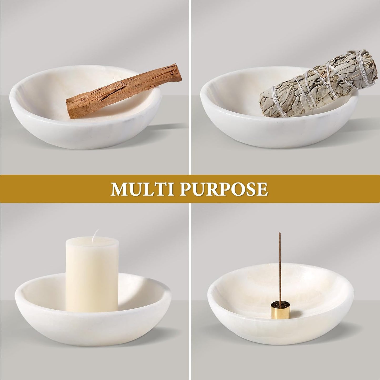 Koville Natural Marble Incense Holder, Incense Holder for Sticks with 9 Holes, Handmade Incense Burner Ash Catcher for Meditation Yoga SPA, Balsam Fir/Palo Santo/Sage/Cone (Green)