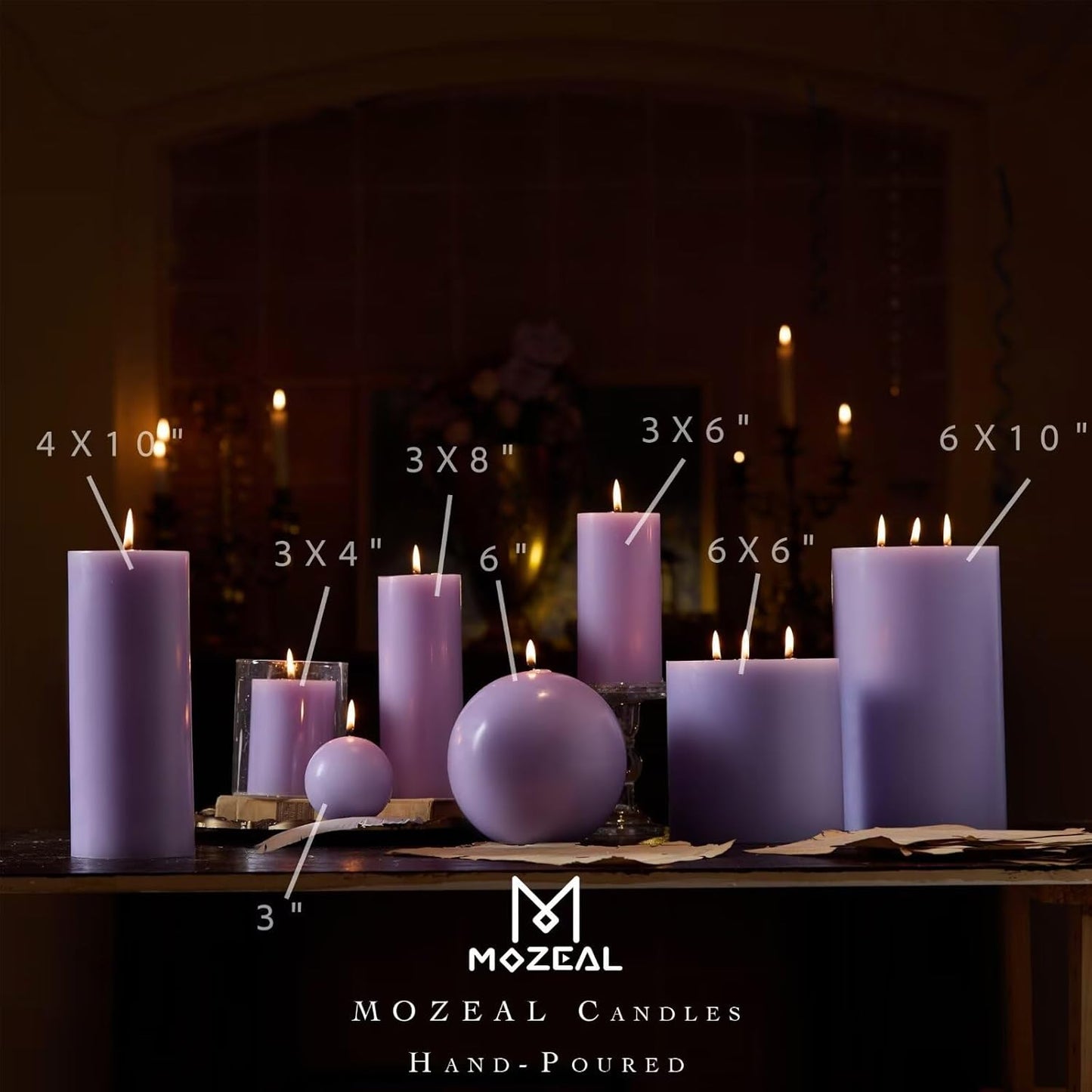 MOZEAL 3" x 4" Hand-Poured Unscented Candle,Dripless Pillar Candle Set of 3,Long Clean Burning,Approx 72 Hours Burn Time,Rustic Country Style,Wedding,Dinner,Christmas and Home Decor,White