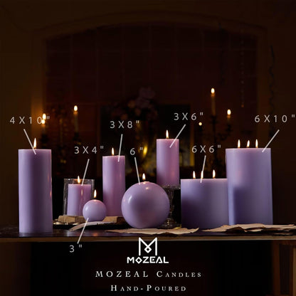 MOZEAL 3" x 4" Hand-Poured Unscented Candle,Dripless Pillar Candle Set of 3,Long Clean Burning,Approx 72 Hours Burn Time,Rustic Country Style,Wedding,Dinner,Christmas and Home Decor,White