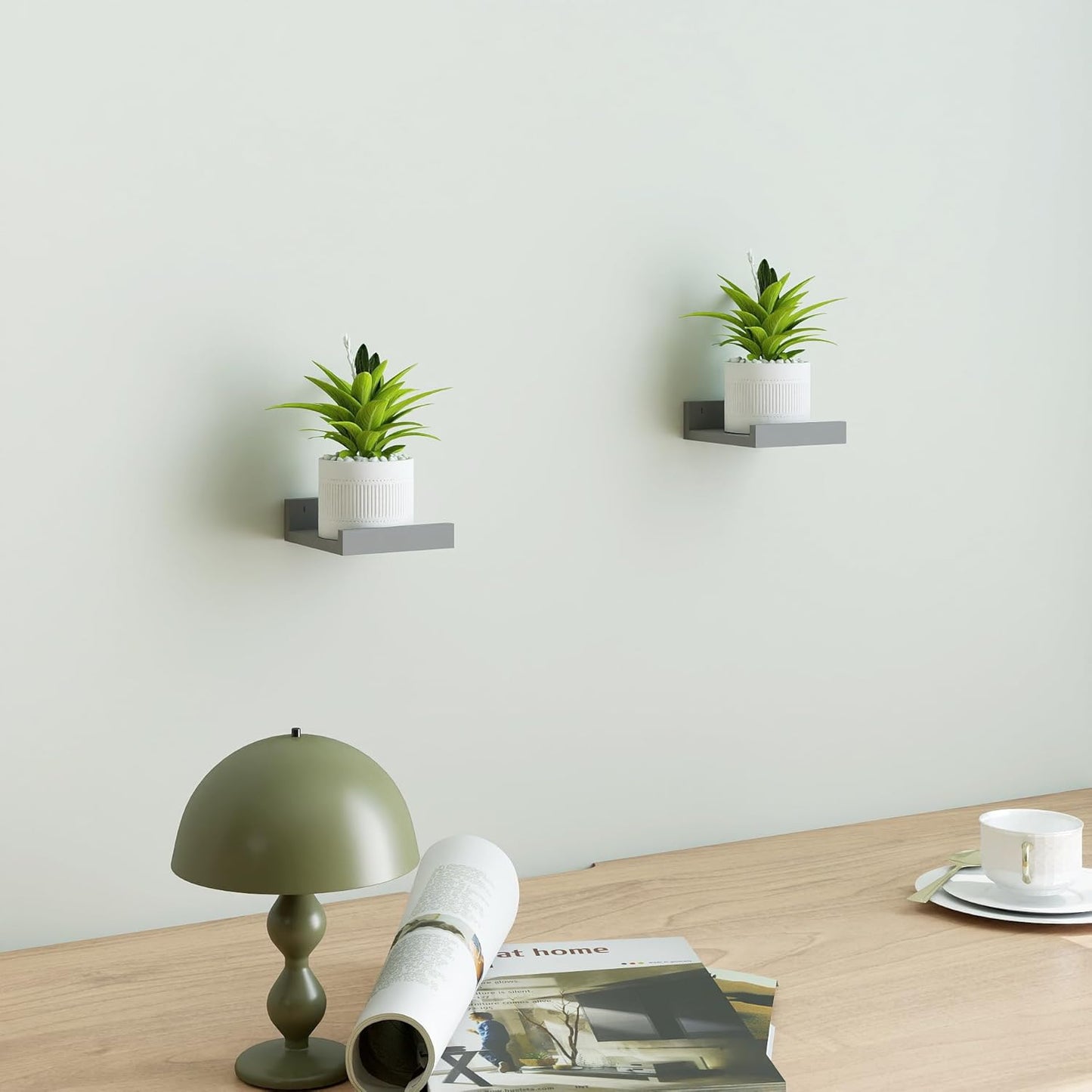 White Floating Shelves for Wall Decor, Wall Mounted Wood Storage Shelf for Bedroom, Living Room, Bathroom, Kitchen, Nursery, Display Picture Ledge Shelf with Lip Set of 2-14 Inches, White