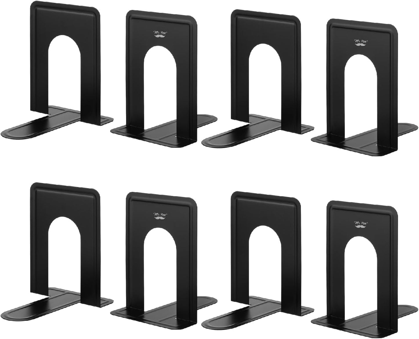 Mr. Pen- Book Ends, Black, 4 Pack, Heavy Duty Metal Bookends for Shelves, Book Holders for Shelves, Metal Bookends