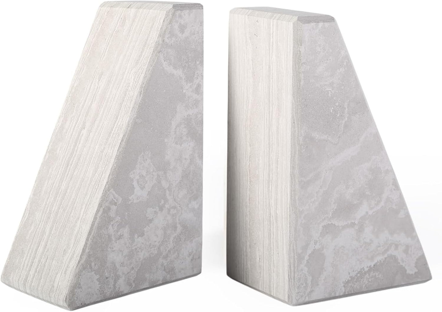 Karibiber Travertine Bookends for Heavy Books, Marble Decorative Bookends for Shelves, Heavy-Duty Stone Book Ends for Hardback Book & Cookbooks, Unique Book Stopper & Holder, Travertino Italy
