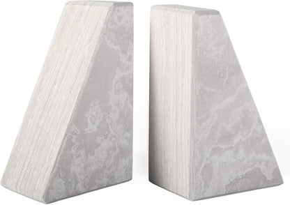 Karibiber Travertine Bookends for Heavy Books, Marble Decorative Bookends for Shelves, Heavy-Duty Stone Book Ends for Hardback Book & Cookbooks, Unique Book Stopper & Holder, Travertino Italy