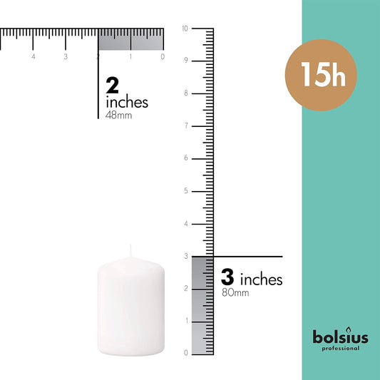 Bolsius White Pillar Candles – 2x6 Unscented Candle Set of 20 – Dripless, Smokeless, and Clean Burning Household Dinner Candles – Perfect for Weddings, Parties, Dinners – 20 Decorative Candles
