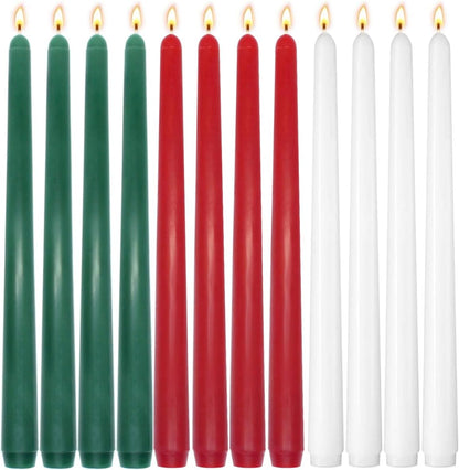 12-Pack Earth Tone Taper Candles, 10 Inch Unscented Dripless Candlesticks, Long-Lasting Burn Time of 7-8 Hours, Perfect for Fall Harvest Halloween Thanksgiving Dinners Parties and Home Décor