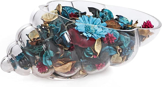 MDLUU Glass Shell Vase, 11-Inch Seashell Potpourri Holder, Large Decorative Conch Bowl for Shell Collection Display, Sea Glass, Air Plant