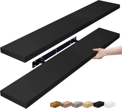 Sorbus Floating Shelves for Wall - 48 Inch Long Bathroom Shelves, Wall Decor for Bedroom, Kitchen, Living Room & Book Storage - Mounted Floating Shelf with Invisible Brackets (Maple Wood, 2 Pack)