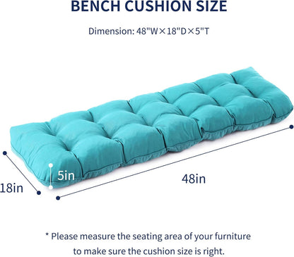 IPYNBAP Outdoor Bench Cushion, 48x18x5 Inch, Waterproof Bench Cushion for Outdoor/Indoor Furniture, Tufted Patio Bench Seat Cushion, Fade Resistant Outdoor Cushions for Porch Swing Couch, Navy Blue