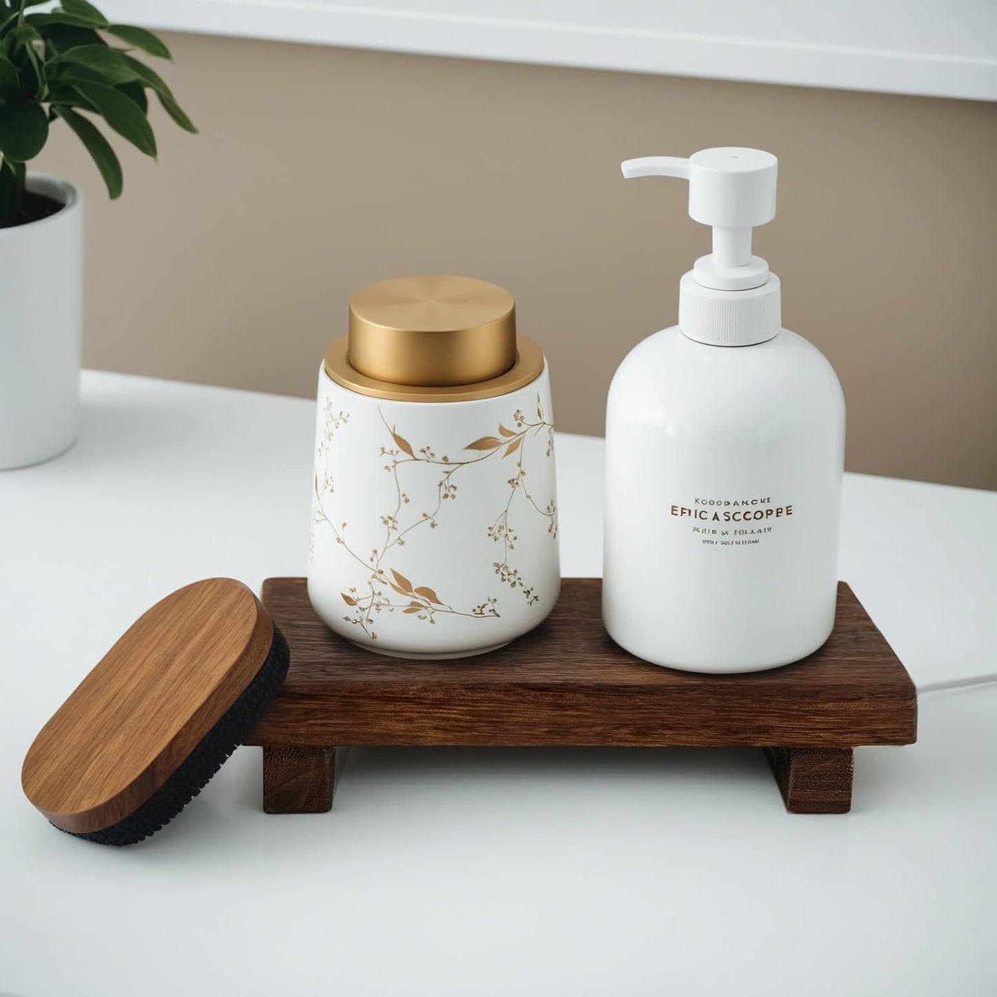 (12 x 7 Inch) Wood Riser Soap Tray, Farmhouse Wood Pedestal Stand for Kitchen Counter Sink, Rustic Wooden Riser Decorative Bathroom Counter Dishes Plant Bottles Candles Display