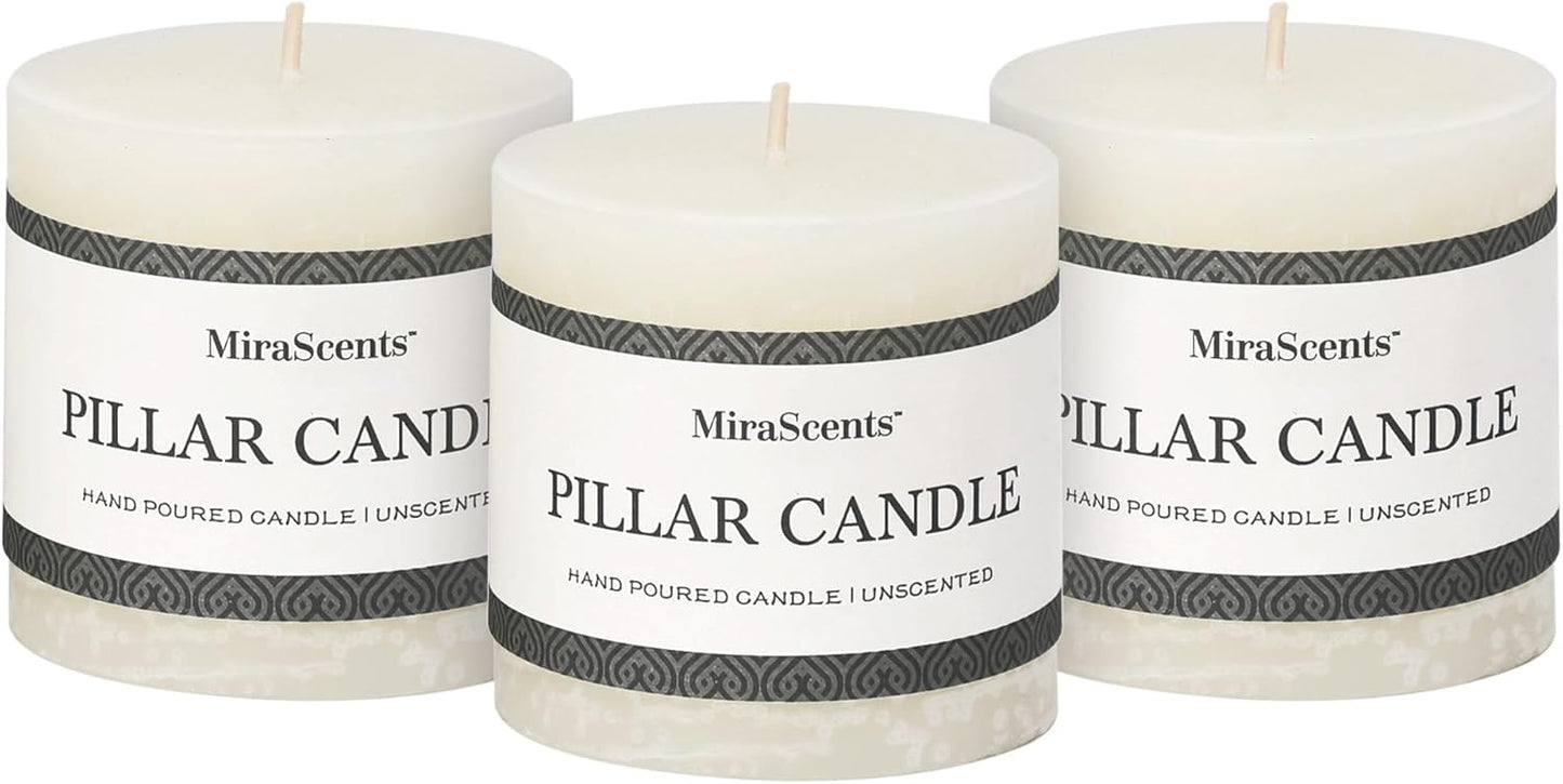 3x6 Inch Sage Green Pillar Candles Set of 3 - Unscented Spring, Long Clean Burning, Large Smokeless Dripless for Home Decor, Dinner Table, Bathroom, Rustic Decor
