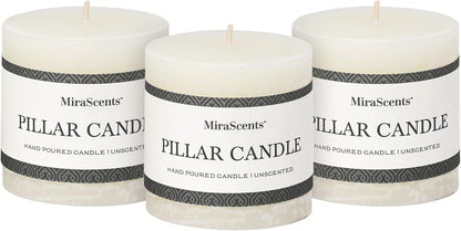 3x6 Inch Sage Green Pillar Candles Set of 3 - Unscented Spring, Long Clean Burning, Large Smokeless Dripless for Home Decor, Dinner Table, Bathroom, Rustic Decor