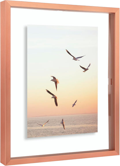 Frametory, Floating Picture Frame 12x16 - Black Aluminum Metal Photo Frame - Real Glass of Front - for Wall Mount Display