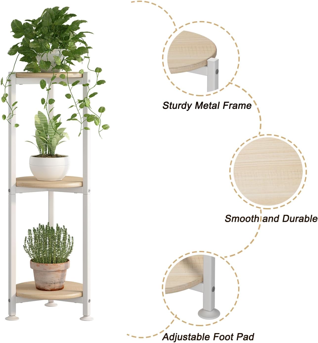 Plant Stand Indoor Corner Tall 2 Tier Metal Modern Flower Storage Plant Shelf Holder for Living Room Balcony Garden,Black (2 Tier-Black Round)