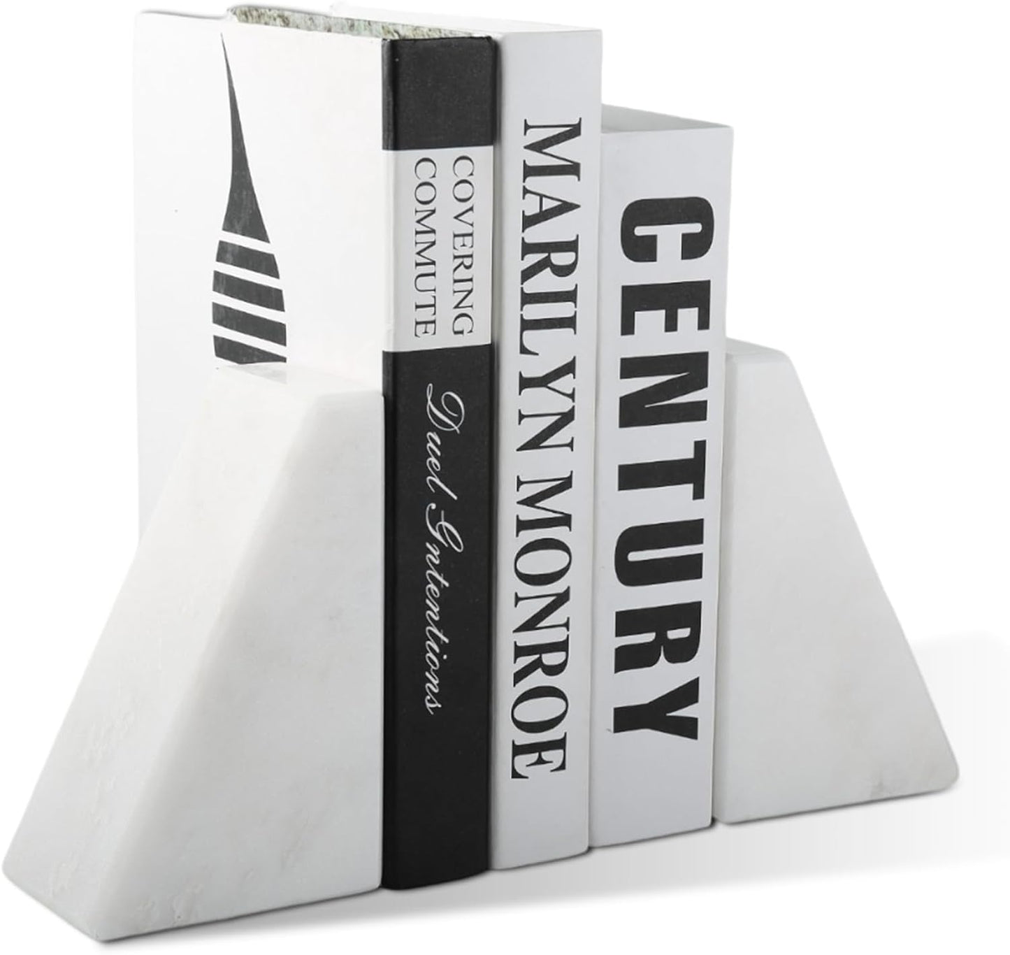 Karibiber Travertine Bookends for Heavy Books, Marble Decorative Bookends for Shelves, Heavy-Duty Stone Book Ends for Hardback Book & Cookbooks, Unique Book Stopper & Holder, Travertino Italy