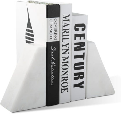 Karibiber Travertine Bookends for Heavy Books, Marble Decorative Bookends for Shelves, Heavy-Duty Stone Book Ends for Hardback Book & Cookbooks, Unique Book Stopper & Holder, Travertino Italy